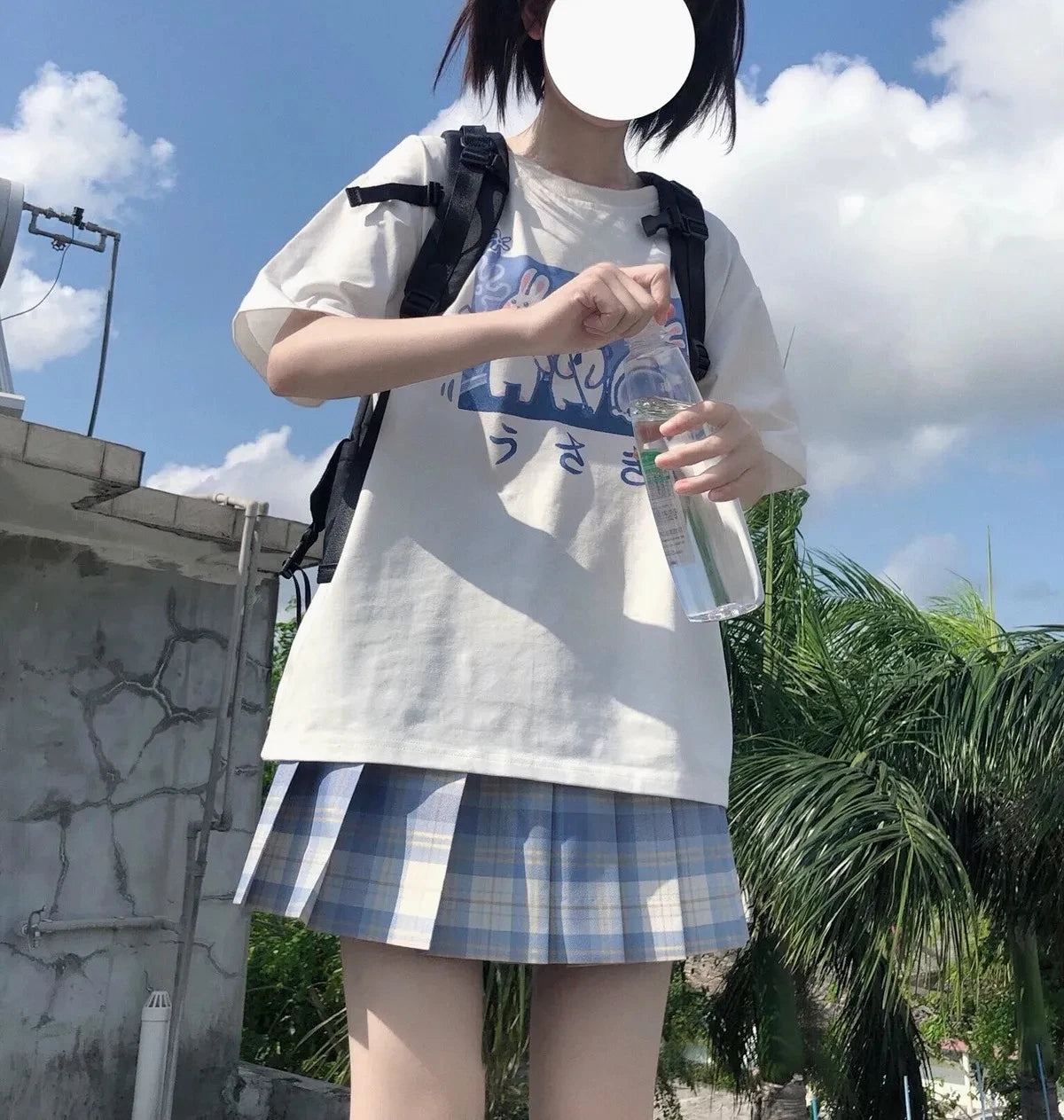 Japan Style Lovely Girly Girl T-shirt Tops Summer Women Lolita Rabbit Printed Tops Kawaii Students T-shirt