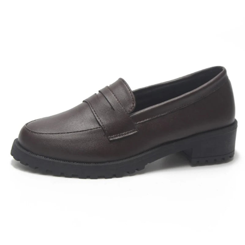 Japan Style Students Girl JK Shoes Female PU Leather Loafers Platform Elevator Shoes