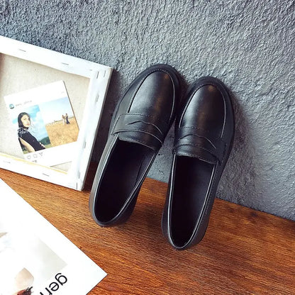 Japan Style Students Girl JK Shoes Female PU Leather Loafers Platform Elevator Shoes