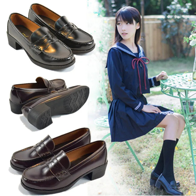 Japan Style Students Shoes Girl JK Uniform Shoes Women PU Leather Loafers Casual Shoes