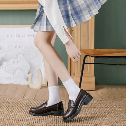 Japan Style Women Retro Shoes Girl Lolita JK Shoes Mid heels Female Sewing Loafers Shallow Shoes