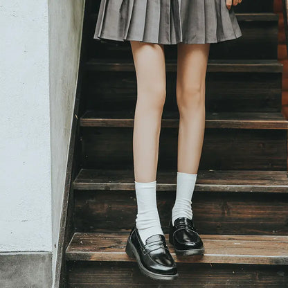 Japan Style Women Retro Shoes Girl Lolita JK Shoes Mid heels Female Sewing Loafers Shallow Shoes