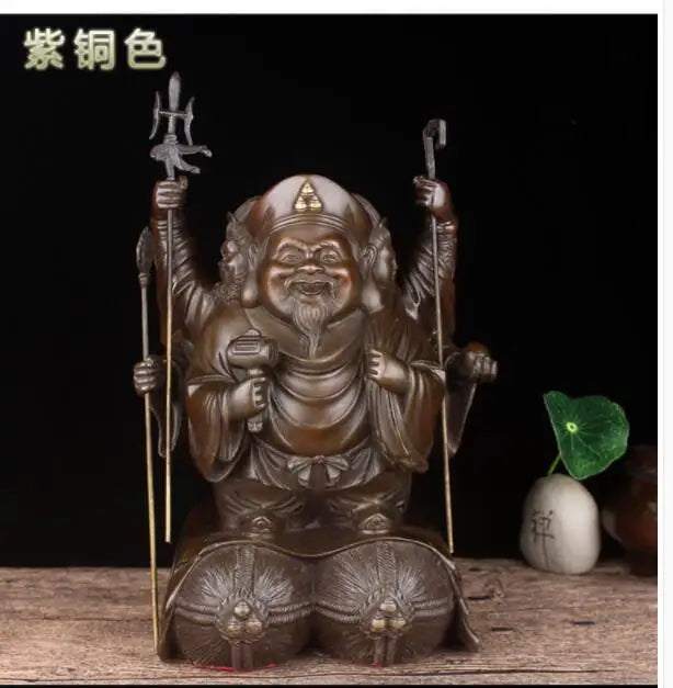 Japan home Shrine OFFICE lobby efficacious Protection Mascot thriving business DA HEI TIAN FU God bronze FENG SHUI art statue