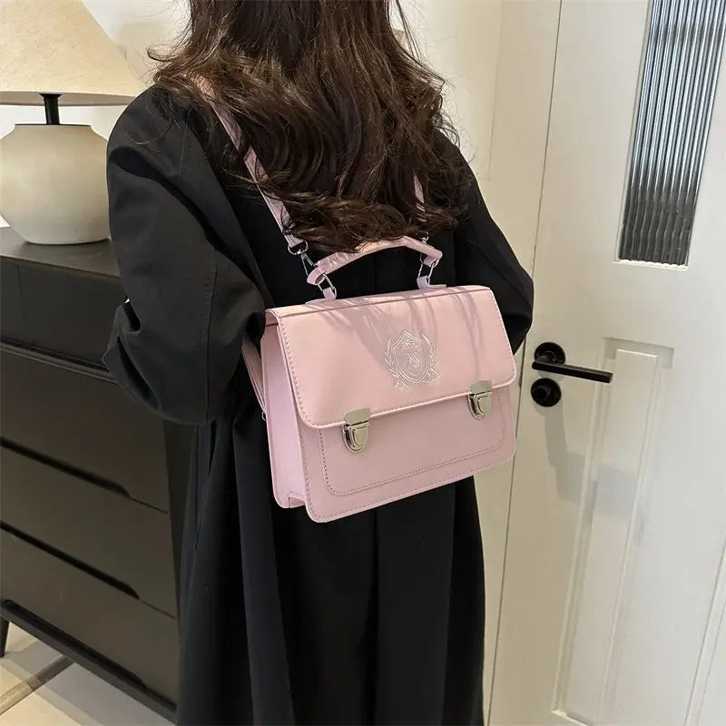 Japane Style Girls Lolita JK Backpacks Satchels Students Basic Press Locks Embroidery Briefcases Shoulder Bags Bookbags