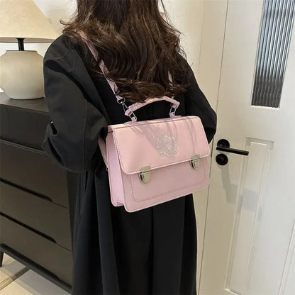 Japane Style Girls Lolita JK Backpacks Satchels Students Basic Press Locks Embroidery Briefcases Shoulder Bags Bookbags