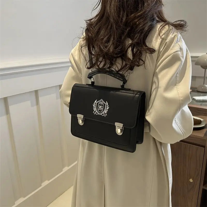 Japane Style Girls Lolita JK Backpacks Satchels Students Basic Press Locks Embroidery Briefcases Shoulder Bags Bookbags