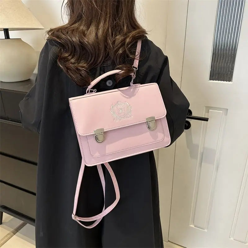 Japane Style Girls Lolita JK Backpacks Satchels Students Basic Press Locks Embroidery Briefcases Shoulder Bags Bookbags