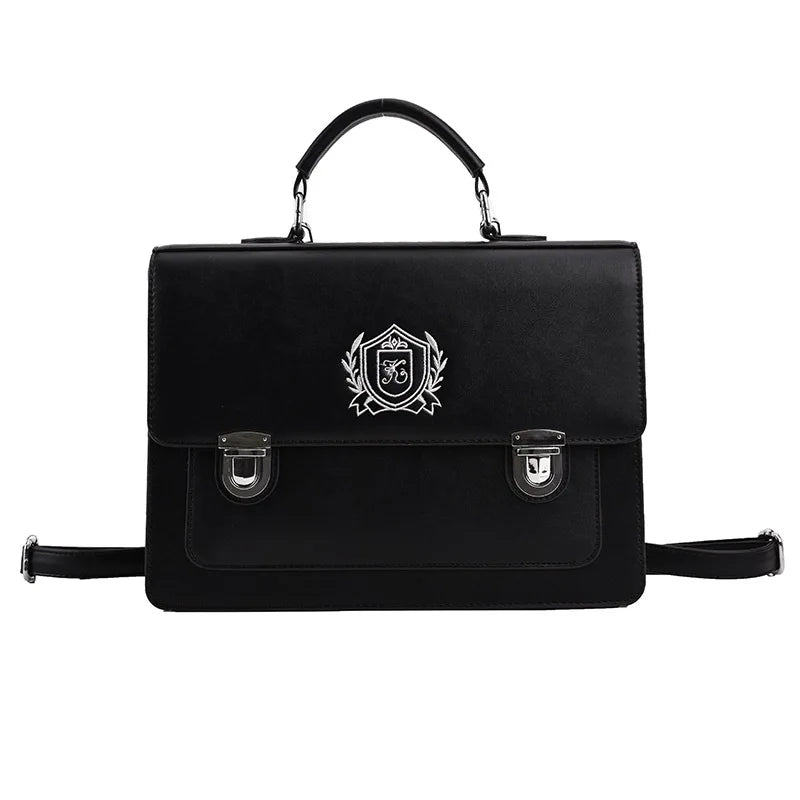 Japane Style Girls Lolita JK Backpacks Satchels Students Basic Press Locks Embroidery Briefcases Shoulder Bags Bookbags