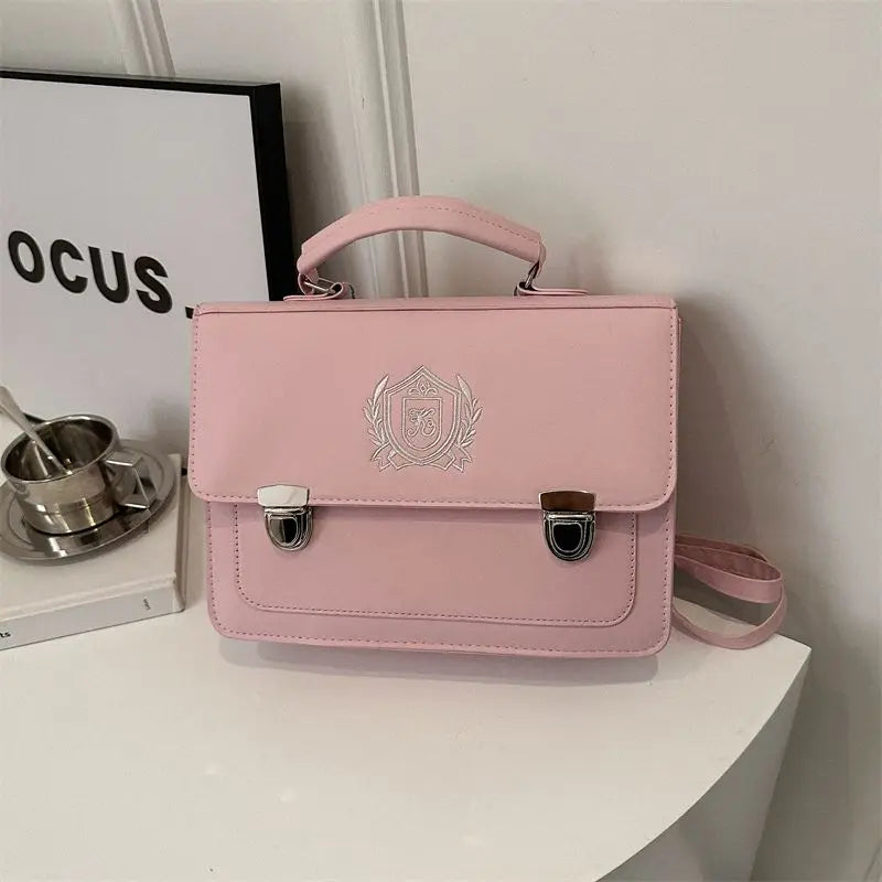 Japane Style Girls Lolita JK Backpacks Satchels Students Basic Press Locks Embroidery Briefcases Shoulder Bags Bookbags