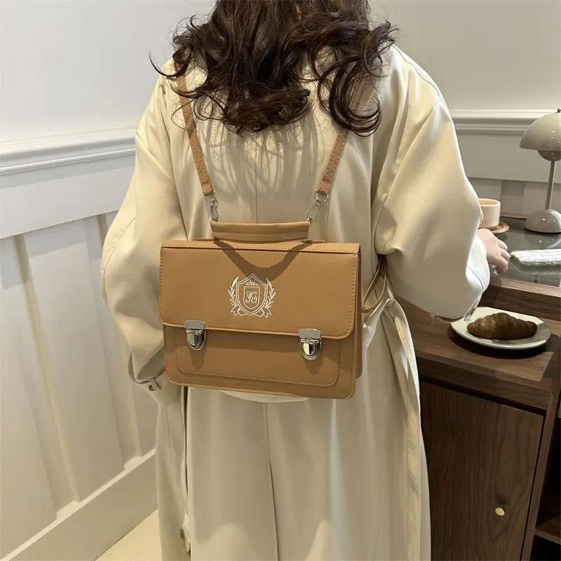 Japane Style Girls Lolita JK Backpacks Satchels Students Basic Press Locks Embroidery Briefcases Shoulder Bags Bookbags