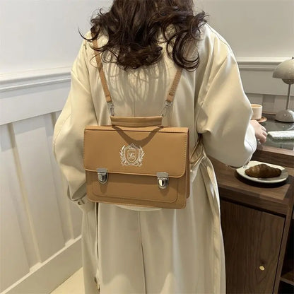 Japane Style Girls Lolita JK Backpacks Satchels Students Basic Press Locks Embroidery Briefcases Shoulder Bags Bookbags