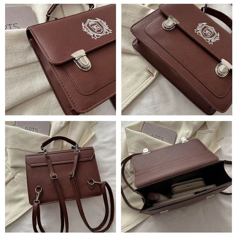 Japane Style Girls Lolita JK Backpacks Satchels Students Basic Press Locks Embroidery Briefcases Shoulder Bags Bookbags
