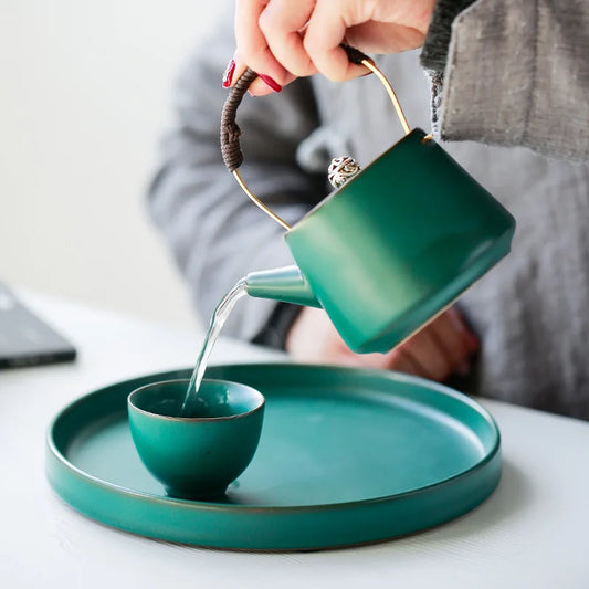 Japanese A Pot of Four Cups of Ti Liang Hu Kung Fu Tea Ceramic Teapot Tea Tray Set Tea Ceremony  Travel Tea Set  Kung Fu Tea Set