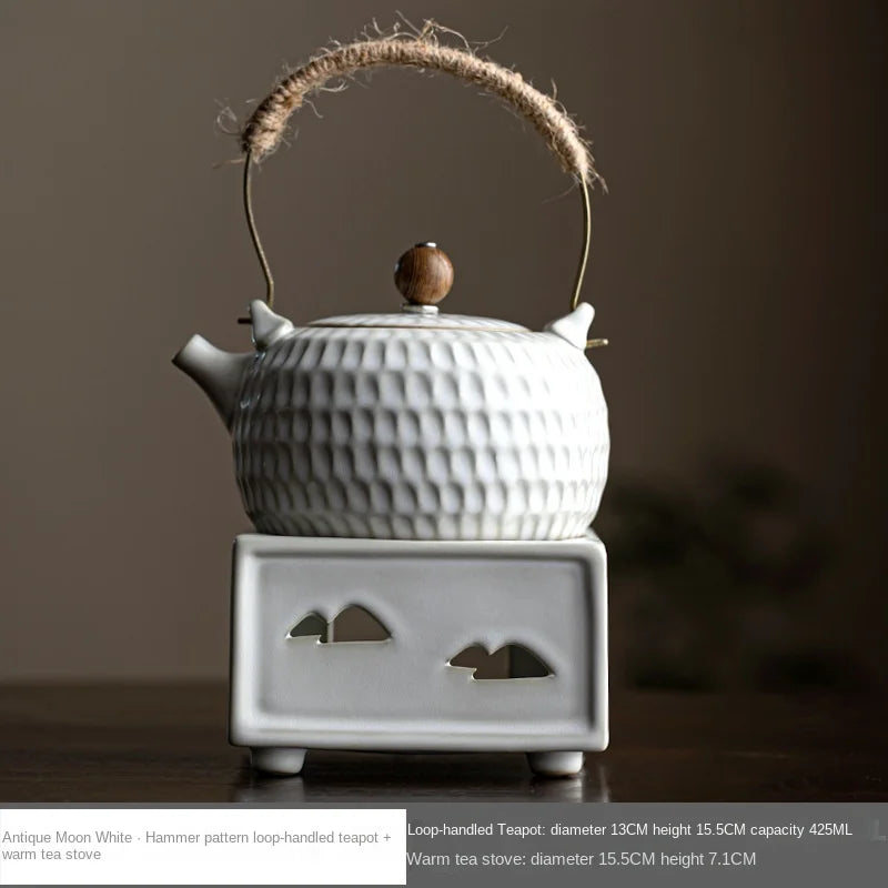 Japanese Candle Tea Electric Ceramic Water Boiling Kettle Tea Making Device Heat-Resistant Loop-Handled Teapot Tea Kettle