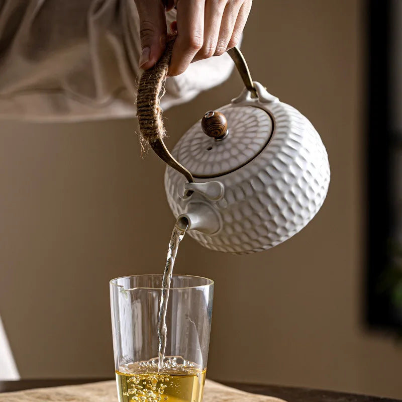 Japanese Candle Tea Electric Ceramic Water Boiling Kettle Tea Making Device Heat-Resistant Loop-Handled Teapot Tea Kettle