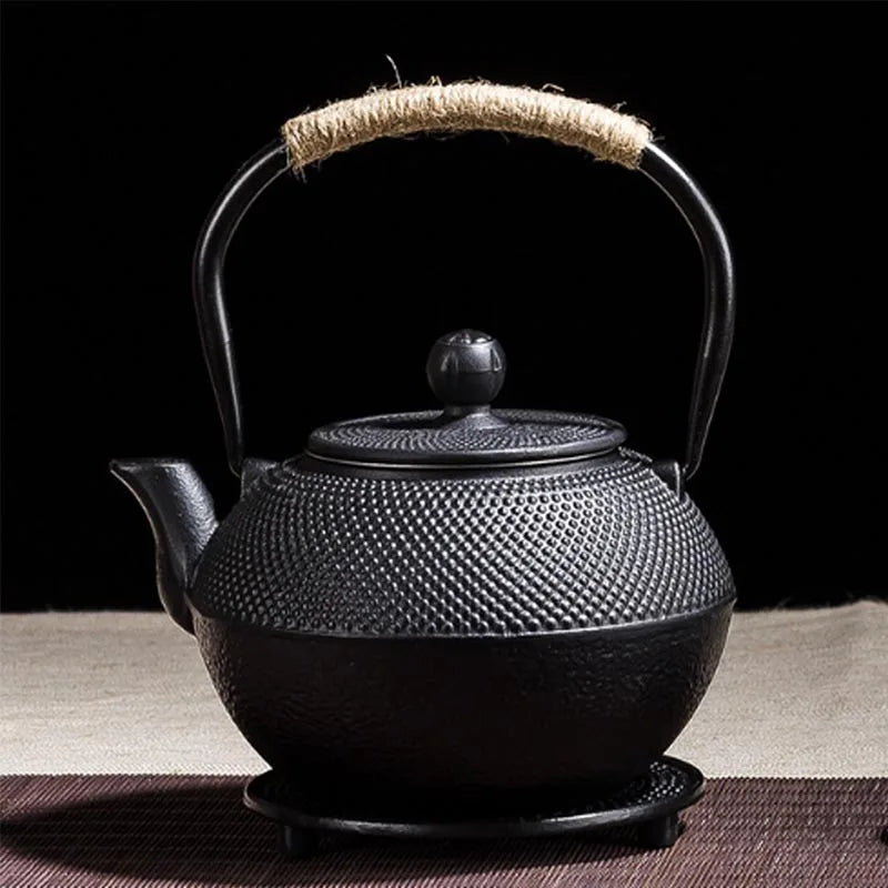 Japanese Cast Iron Teapot Handmade Tetsubin Gas Stovetop Water Kettle Black Teapot With Infuser Filter Kung Fu Tea Set