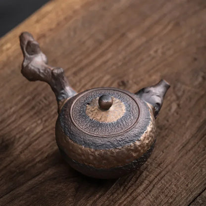 Japanese Ceramic Antique Dead Wood Side Handle Teapot Portable Kettle Handmade Tea Pot Retro Tea Cup Drinkware Kung Fu Tea Set