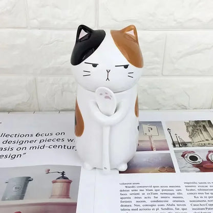 Japanese Ceramic Cartoon Cute Cat Coffee Mug With Spoon and Lid Creative Hand Painted Drinkware Milk Tea Cups Novelty Gifts