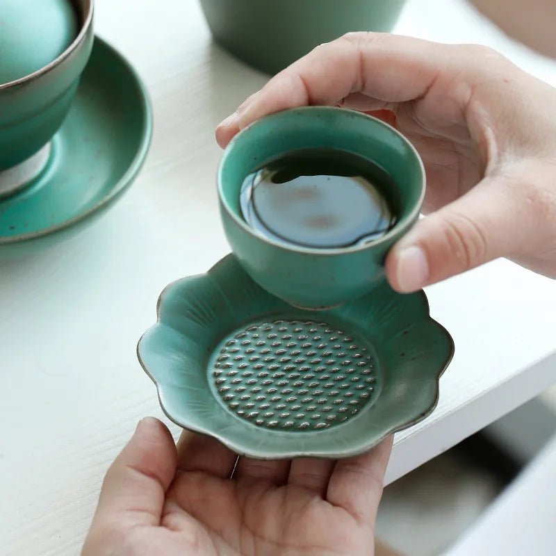 Japanese Ceramic Kung Fu Tea Set Manual Retro Coarse Pottery Gai Wan Cha Cup Set Tea Travel Tea Set Gaiwan Ceramic Tea Set