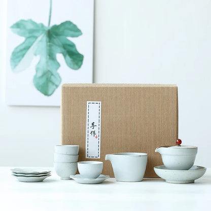 Japanese Ceramic Kung Fu Tea Set Manual Retro Coarse Pottery Gai Wan Cha Cup Set Tea Travel Tea Set Gaiwan Ceramic Tea Set