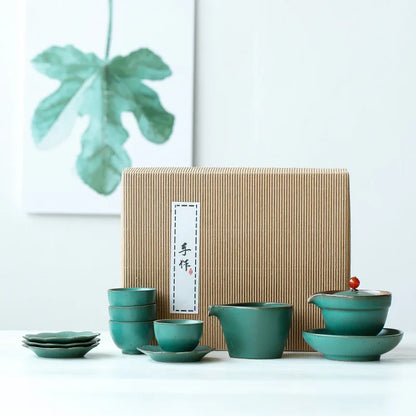 Japanese Ceramic Kung Fu Tea Set Manual Retro Coarse Pottery Gai Wan Cha Cup Set Tea Travel Tea Set Gaiwan Ceramic Tea Set