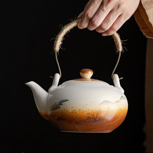 Japanese Ceramic Large Capacity Teapot Vintage Girder Pot Hand Painted Filter Tea Infuser Tradition Tea Sets Accessories 680ml