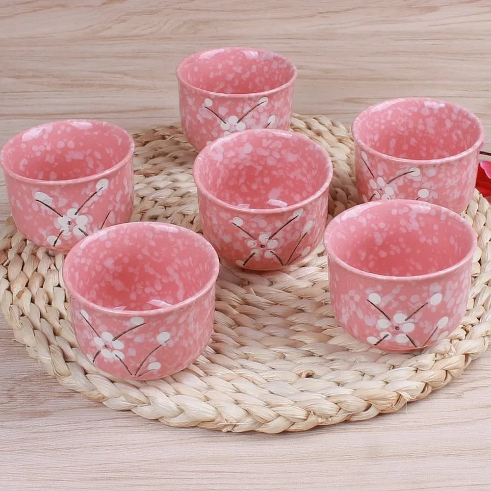 Japanese Cherry Blossom Teapots Set 1 Pot 6 Cups Ceramic Drinkware Tea Pot Home Office Tea Set Kettle