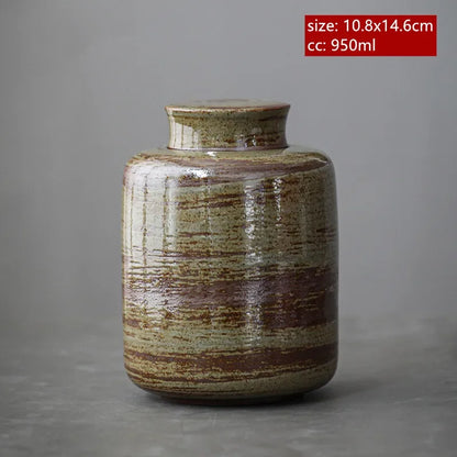 Japanese Coarse Pottery Tea Box Handmade Ceramic Moisture-proof Sealed Tea Container Coffee Storage Jar Tea Set Supplies