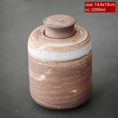 Japanese Coarse Pottery Tea Box Handmade Ceramic Moisture-proof Sealed Tea Container Coffee Storage Jar Tea Set Supplies