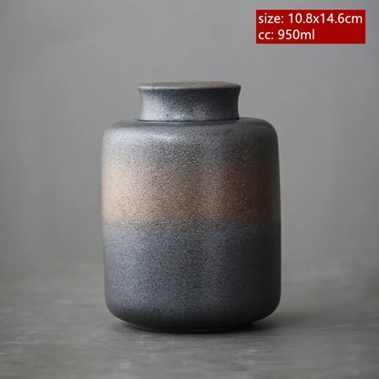 Japanese Coarse Pottery Tea Box Handmade Ceramic Moisture-proof Sealed Tea Container Coffee Storage Jar Tea Set Supplies