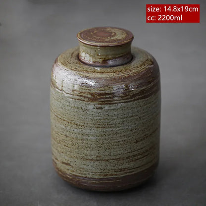 Japanese Coarse Pottery Tea Box Handmade Ceramic Moisture-proof Sealed Tea Container Coffee Storage Jar Tea Set Supplies