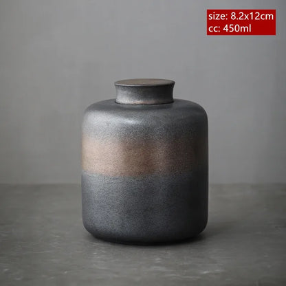 Japanese Coarse Pottery Tea Box Handmade Ceramic Moisture-proof Sealed Tea Container Coffee Storage Jar Tea Set Supplies