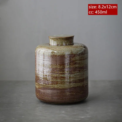 Japanese Coarse Pottery Tea Box Handmade Ceramic Moisture-proof Sealed Tea Container Coffee Storage Jar Tea Set Supplies