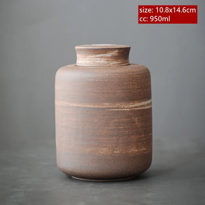 Japanese Coarse Pottery Tea Box Handmade Ceramic Moisture-proof Sealed Tea Container Coffee Storage Jar Tea Set Supplies