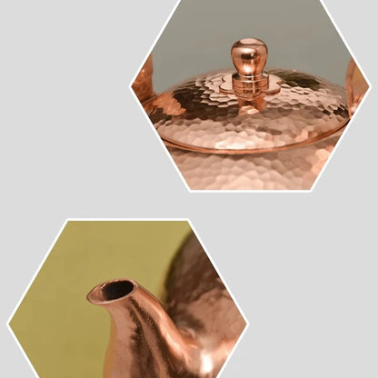 Japanese Craft Copper Teapot Handmade Kettle Water Kettles Thickened Teapot Tea Set Hammer Pattern Single Handle Water Pots Gift