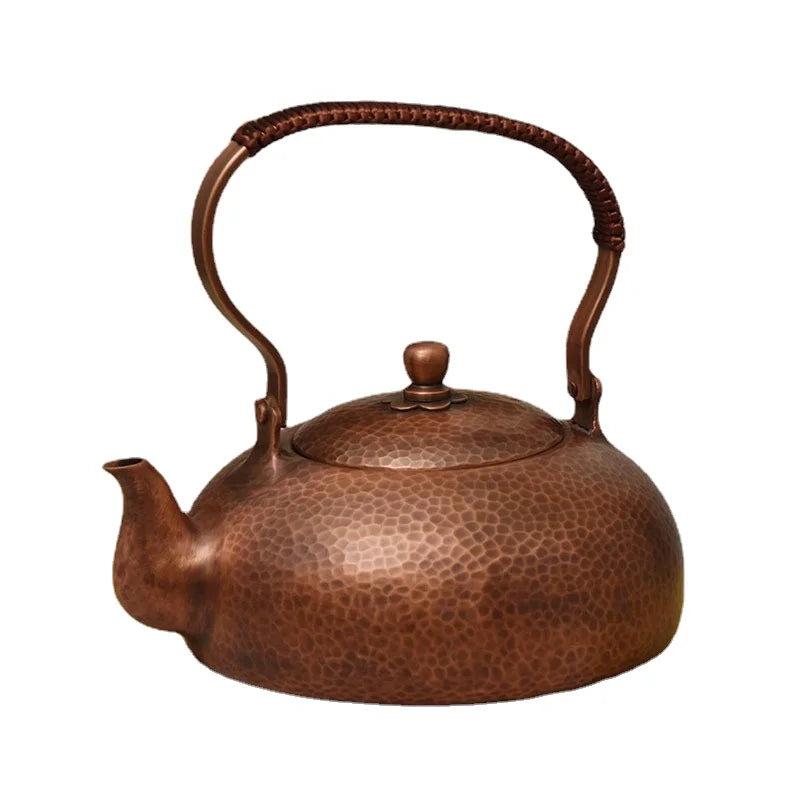 Japanese Craft Copper Teapot Handmade Kettle Water Kettles Thickened Teapot Tea Set Hammer Pattern Single Handle Water Pots Gift