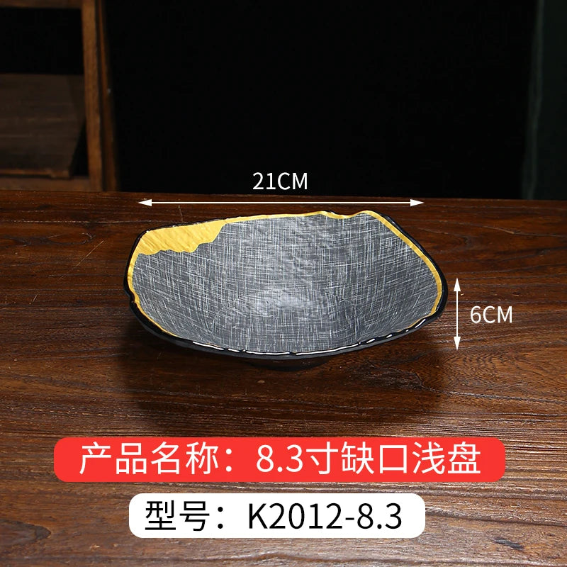 Japanese Dinner Plates Melamine Barbecue Plate Korean Tableware Commercial Hot Pot Restaurant Plastic Plate Kitchen Accessories