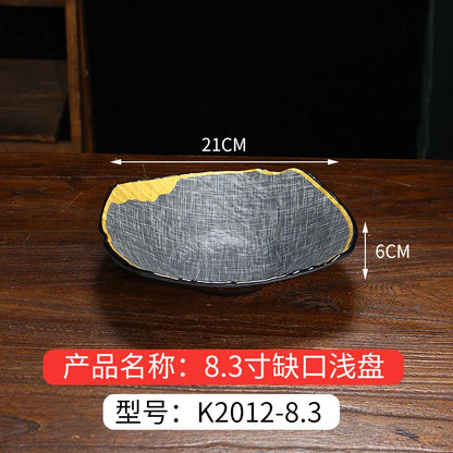Japanese Dinner Plates Melamine Barbecue Plate Korean Tableware Commercial Hot Pot Restaurant Plastic Plate Kitchen Accessories