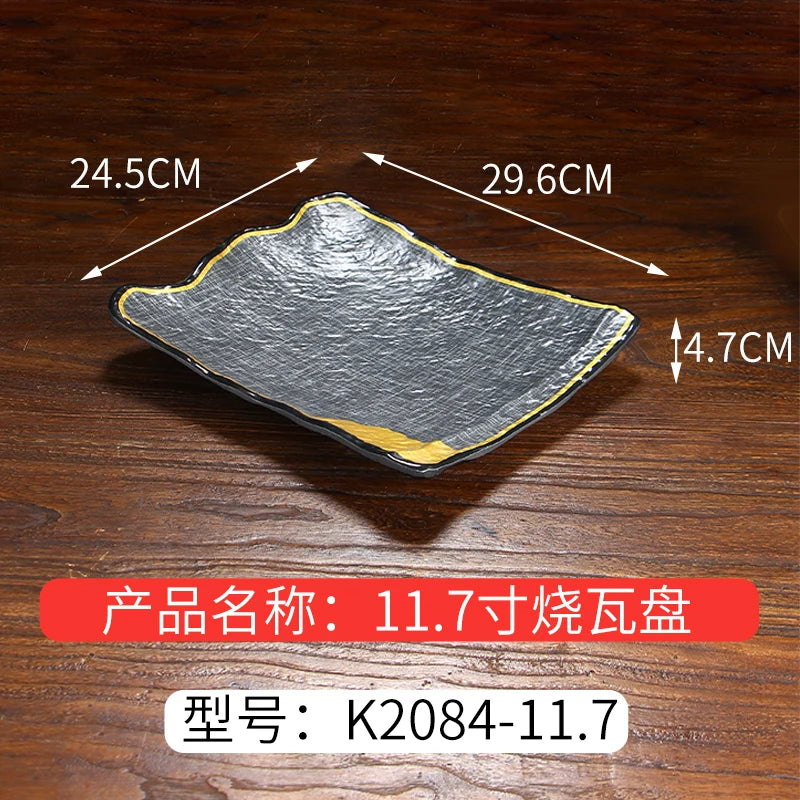 Japanese Dinner Plates Melamine Barbecue Plate Korean Tableware Commercial Hot Pot Restaurant Plastic Plate Kitchen Accessories