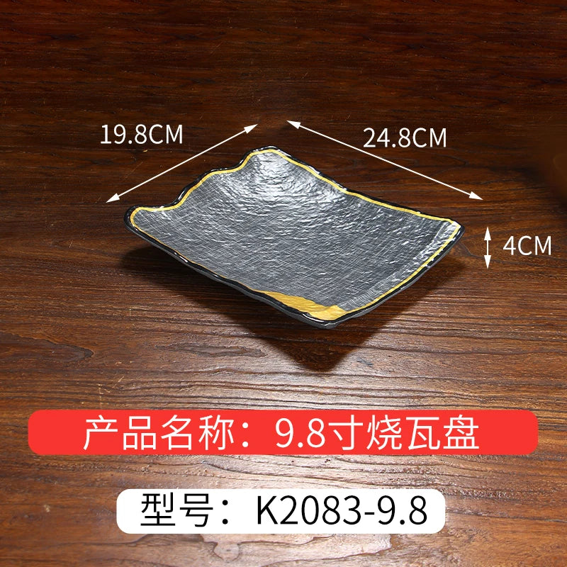 Japanese Dinner Plates Melamine Barbecue Plate Korean Tableware Commercial Hot Pot Restaurant Plastic Plate Kitchen Accessories