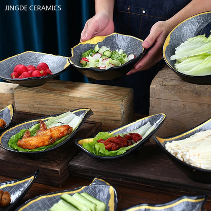 Japanese Dinner Plates Melamine Barbecue Plate Korean Tableware Commercial Hot Pot Restaurant Plastic Plate Kitchen Accessories
