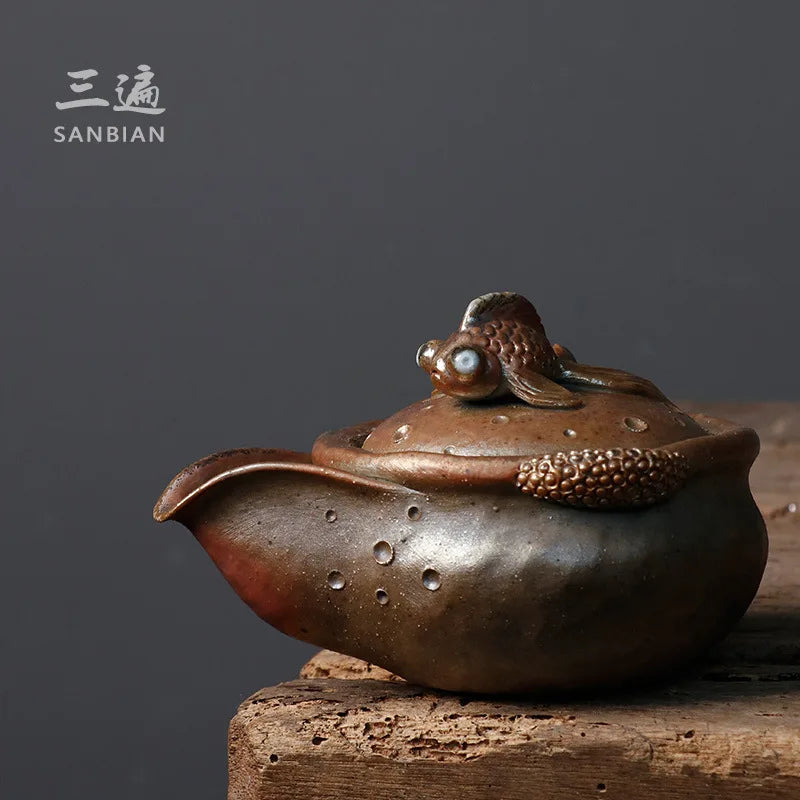 Japanese Firewood Burning Aquarius Pot before Preparation Burning Stoneware Kiln Baked Pot Tureen Kung Fu Tea Set Tea Making D