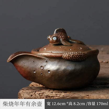 Japanese Firewood Burning Aquarius Pot before Preparation Burning Stoneware Kiln Baked Pot Tureen Kung Fu Tea Set Tea Making D
