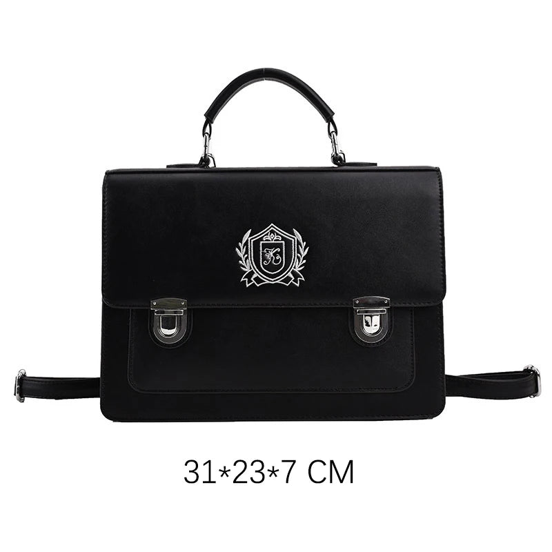 Japanese Girls Lolita JK Backpacks Satchel HandBags Students Basic Press Locks Embroidery Briefcases Shoulder Bags Bookbags
