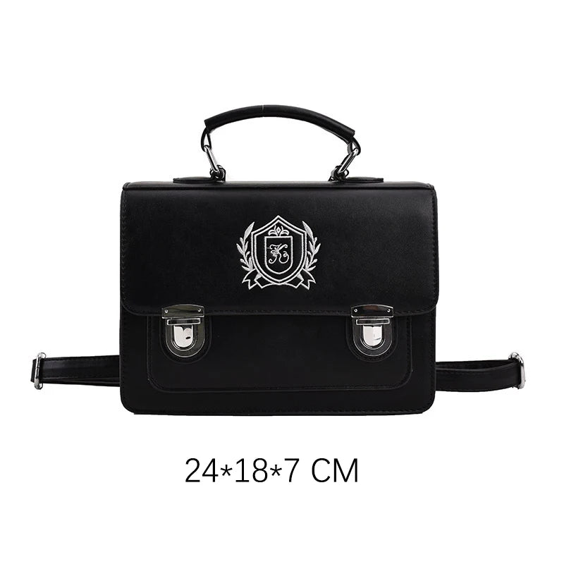 Japanese Girls Lolita JK Backpacks Satchel HandBags Students Basic Press Locks Embroidery Briefcases Shoulder Bags Bookbags
