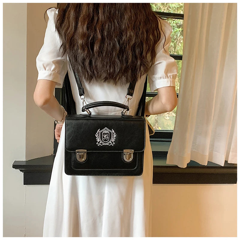 Japanese Girls Lolita JK Backpacks Satchel HandBags Students Basic Press Locks Embroidery Briefcases Shoulder Bags Bookbags