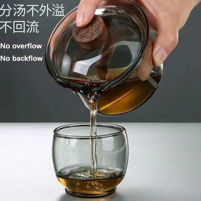 Japanese Glass Gaiwan Tea Tureen Single Heat-resistant and Scald Proof Sancai Cup Tea Set Kung Fu Tea Cup and Bowl