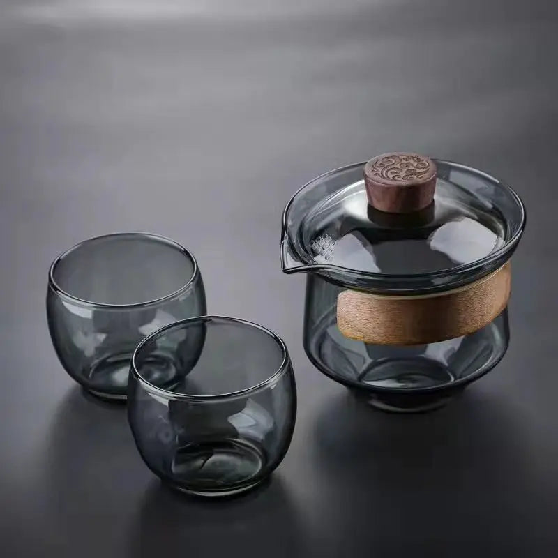 Japanese Glass Gaiwan Tea Tureen Single Heat-resistant and Scald Proof Sancai Cup Tea Set Kung Fu Tea Cup and Bowl