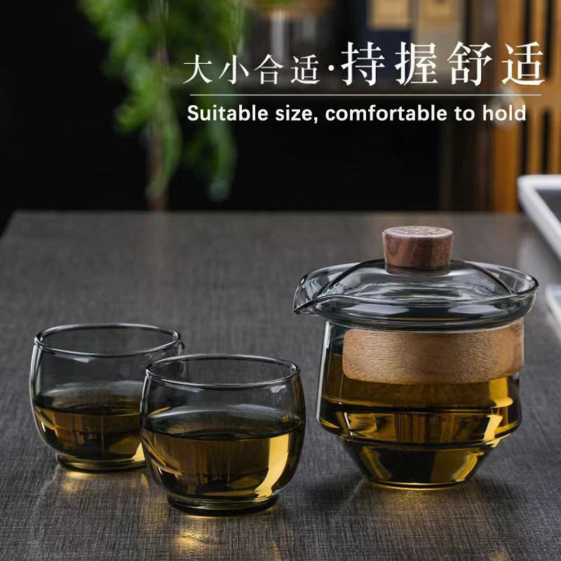 Japanese Glass Gaiwan Tea Tureen Single Heat-resistant and Scald Proof Sancai Cup Tea Set Kung Fu Tea Cup and Bowl