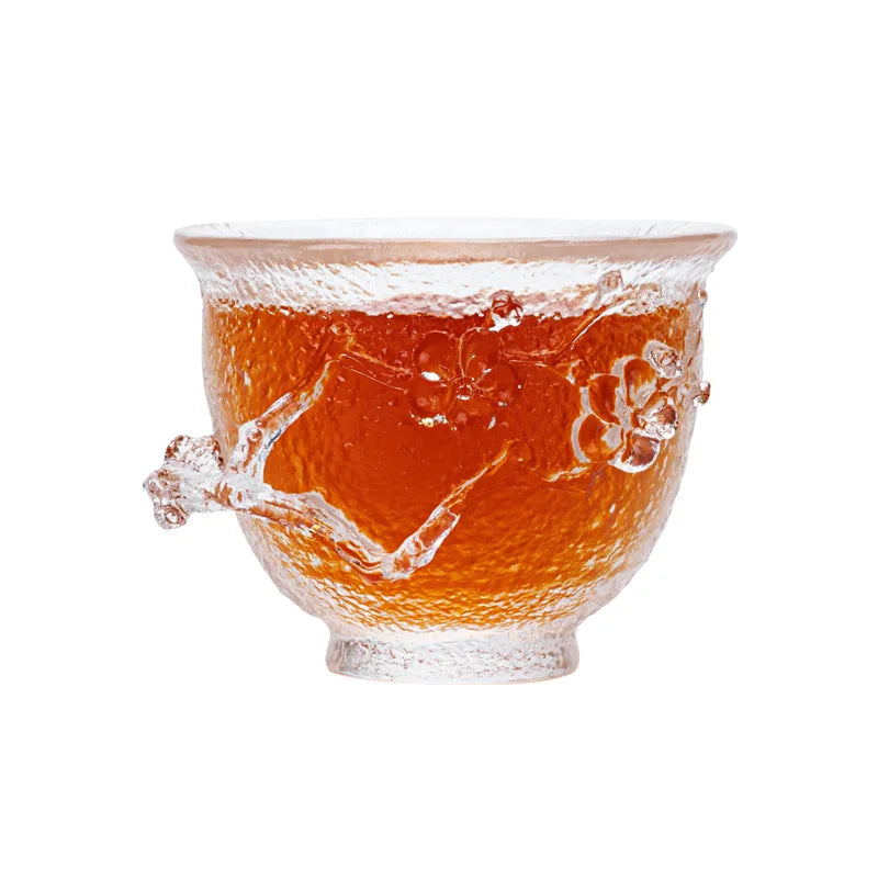 Japanese Glass Tea Cup Handmade Kung Fu Tea Set Plum Blossom Cup Master Cup Single Cup Large